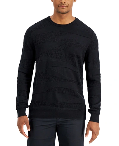 Shop Alfani Men's Jacquard Sweater, Created For Macy's In Deep Black