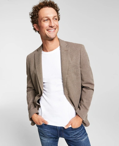Calvin Klein Men's Slim-fit Wool Textured Sport Coat In Brown