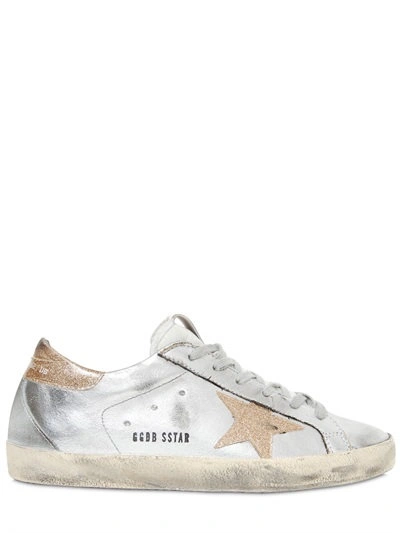 Golden Goose Super Star Metallic Faux Leather Trainer In Silver/gold