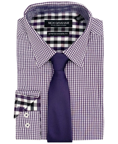 Shop Nick Graham Men's Modern-fit Dress Shirt And Tie In Purple