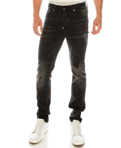 Shop Ron Tomson Men's Modern Painter Splash Skinny Fit Jeans In Black
