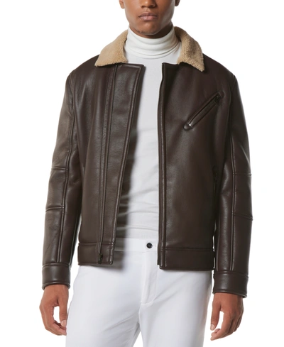 Shop Marc New York Men's Maxton Asymmetrical Moto Jacket With Faux-shearling Collar In Espresso