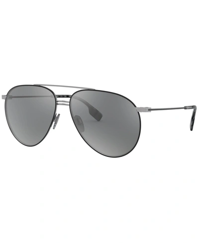 Shop Burberry Sunglasses, Be3108 60 In Gunmetal/matte Black/grey Mirror Silver