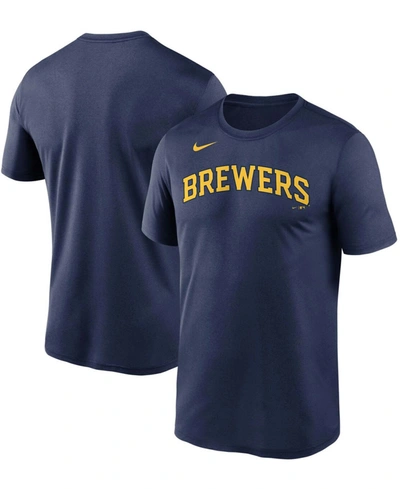Shop Nike Men's Navy Milwaukee Brewers Wordmark Legend T-shirt