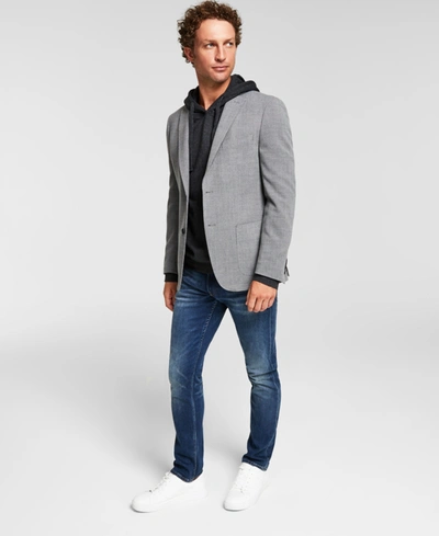 Shop Calvin Klein Men's Slim-fit Wool Textured Sport Coat In Grey