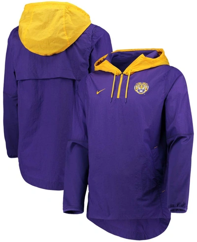 Shop Nike Men's Purple, Gold Lsu Tigers Player Quarter-zip Jacket In Purple/gold-tone