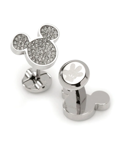Shop Disney Men's Pave Crystal Cufflinks In Silver-tone