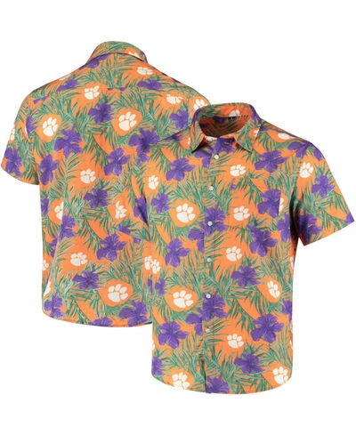 Shop Foco Men's Orange Clemson Tigers Floral Button-up Shirt