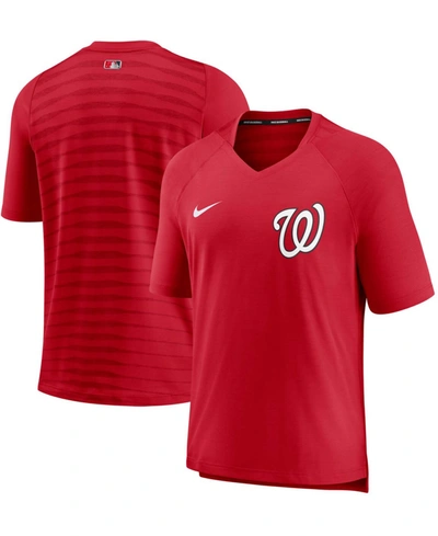 Shop Nike Men's Red Washington Nationals Authentic Collection Pregame Performance V-neck T-shirt
