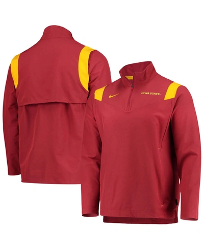 Shop Nike Men's Cardinal Iowa State Cyclones Coach Half-zip Jacket