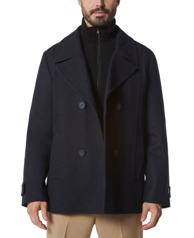 Shop Marc New York Men's Danton Peacoat With Inset Bib In Blue Heather