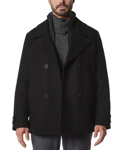 Shop Marc New York Men's Danton Peacoat With Inset Bib In Black