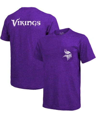 Majestic Minnesota Vikings Tri-blend Pocket T-shirt - Heathered Purple In Purple