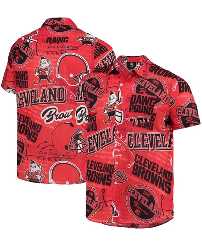 Shop Foco Men's Orange Cleveland Browns Thematic Button-up Shirt