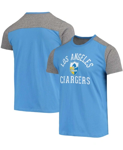 Shop Majestic Men's Powder Blue, Heathered Gray Los Angeles Chargers Gridiron Classics Field Goal Slub T-shirt In Blue/heathered Gray