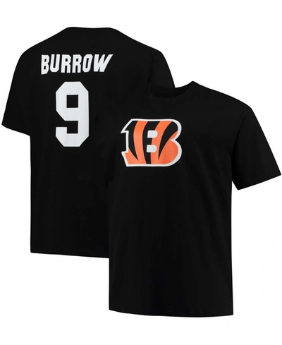Fanatics Men's Big And Tall Joe Burrow Black Cincinnati Bengals Player Name Number T-shirt In Black