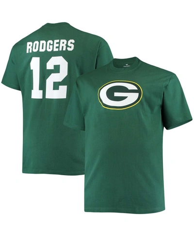 Shop Fanatics Men's Big And Tall Aaron Rodgers Green Green Bay Packers Player Name Number T-shirt