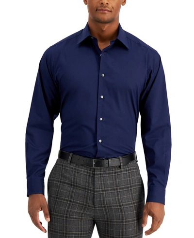 Shop Club Room Men's Regular Fit Solid Dress Shirt, Created For Macy's In Blue Notte
