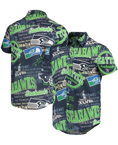 Shop Foco Men's College Navy Seattle Seahawks Thematic Button-up Shirt