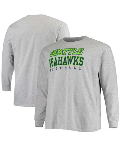 Fanatics Men's Big And Tall Heathered Gray Seattle Seahawks Practice Long Sleeve T-shirt In Heather Gray