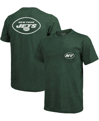 Majestic New York Jets Tri-blend Pocket T-shirt - Heathered Green In Green