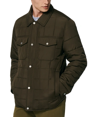 Shop Marc New York Archer Men's Quilted Shirt Jacket With Corduroy Trimming In Jungle