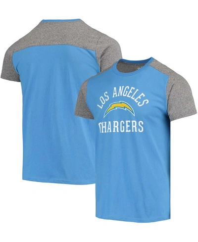 Shop Majestic Men's Powder Blue, Gray Los Angeles Chargers Field Goal Slub T-shirt In Powder Blue/gray