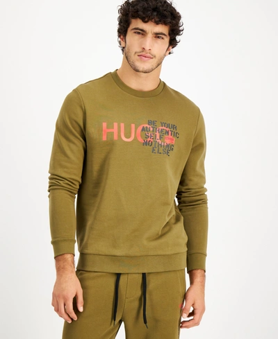 Hugo Boss Men's Dasswood Logo Sweatshirt In Dark Green | ModeSens