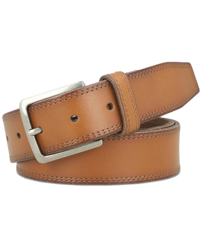 Shop Frye Men's Double Stitched Leather Belt In Tan