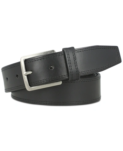 Shop Frye Men's Double Stitched Leather Belt In Black
