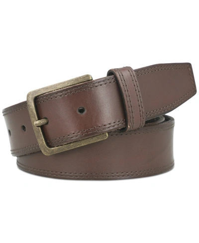 Shop Frye Men's Double Stitched Leather Belt In Brown