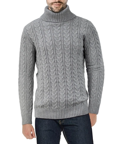 Shop X-ray Men's Cable Knit Roll Neck Sweater In Heather Gr
