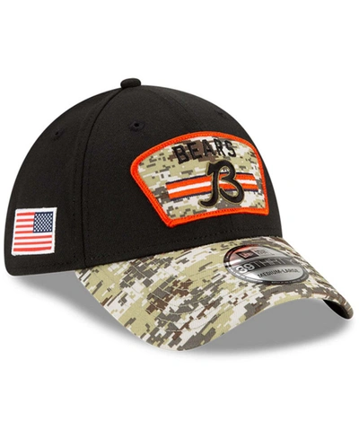 Shop New Era Men's Black-camouflage Chicago Bears 2021 Salute To Service B 39thirty Flex Hat
