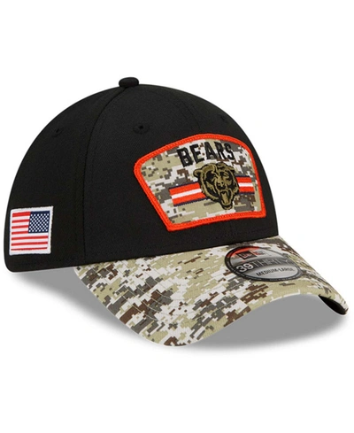Shop New Era Men's Black-camouflage Chicago Bears 2021 Salute To Service 39thirty Flex Hat