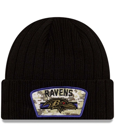 Shop New Era Men's Black Baltimore Ravens 2021 Salute To Service Cuffed Knit Hat