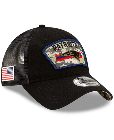 Shop New Era Men's Black New England Patriots 2021 Salute To Service Trucker 9twenty Adjustable Hat