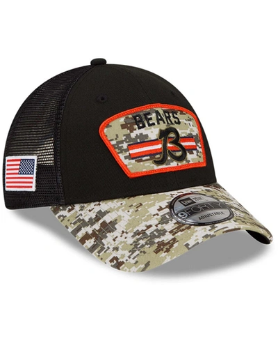 Shop New Era Men's Black-camouflage Chicago Bears 2021 Salute To Service Trucker B 9forty Snapback Adjustable Hat