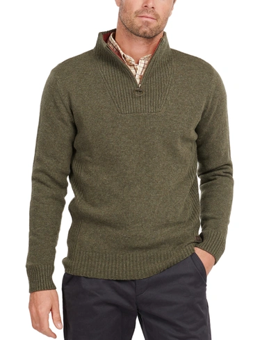 Shop Barbour Men's Nelson Essential Wool Quarter Zip Sweater In Seaweed