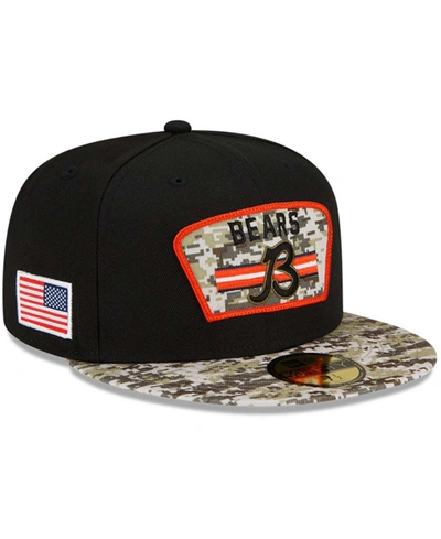Shop New Era Men's Black-camouflage Chicago Bears 2021 Salute To Service B 59fifty Fitted Hat