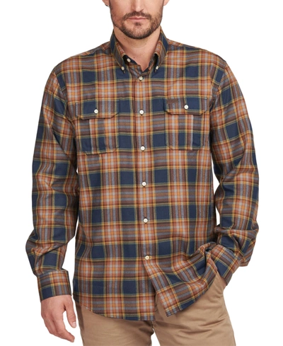 Shop Barbour Men's Singsby Tailored-fit Temperature-regulating Highland Check Shirt In Navy