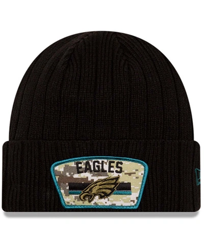 Shop New Era Men's Black Philadelphia Eagles 2021 Salute To Service Cuffed Knit Hat