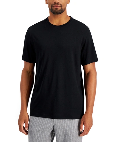 Shop Alfani Men's Solid Supima Blend Crewneck T-shirt, Created For Macy's In Deep Black