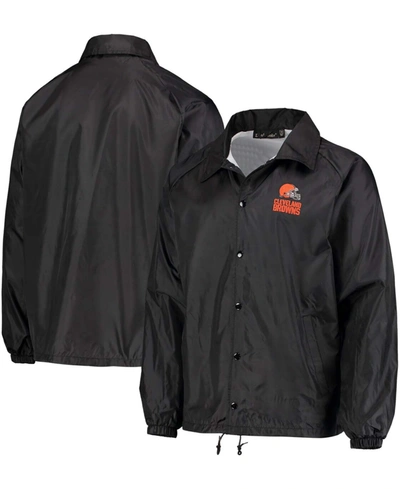Dunbrooke Men's Black Cleveland Browns Coaches Classic Raglan Full-snap Windbreaker Jacket In Black