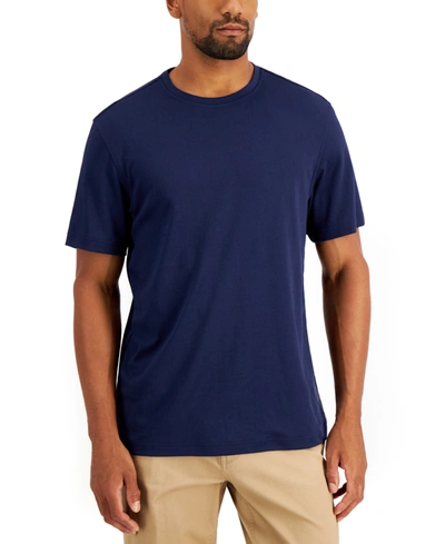 Shop Alfani Men's Solid Supima Blend Crewneck T-shirt, Created For Macy's In Navy Blue