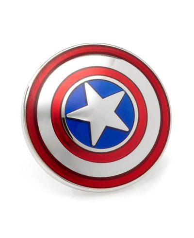 Shop Marvel Men's Captain America Lapel Pin In Silver-tone
