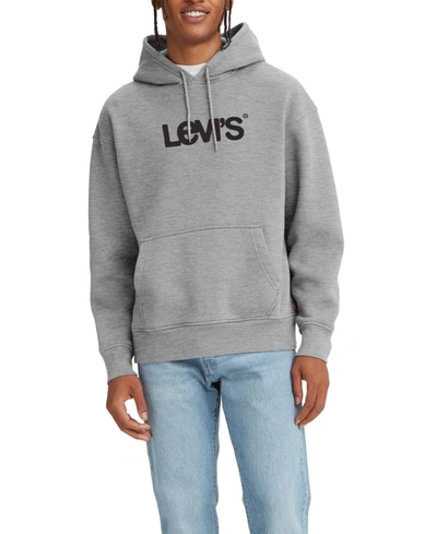 Shop Levi's Men's Graphic Relaxed Fit Hoodie Sweatshirt In Medium Heather Grey