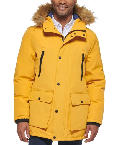 Shop Club Room Men's Parka With A Faux Fur-hood Jacket, Created For Macy's In Yellow