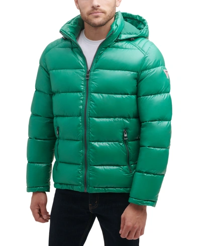 Guess Men's Quilted Zip Up Puffer Jacket In Kelly Green | ModeSens