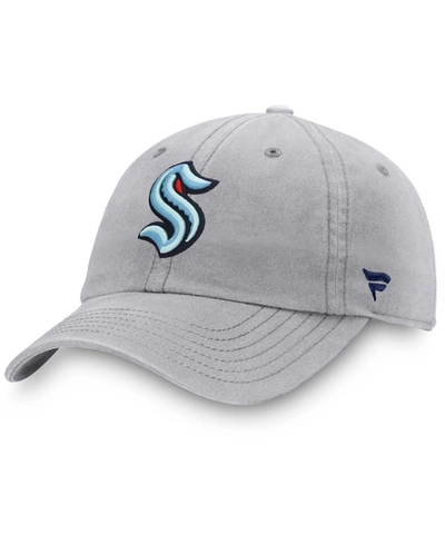 Shop Fanatics Men's Gray Seattle Kraken Primary Logo Adjustable Hat