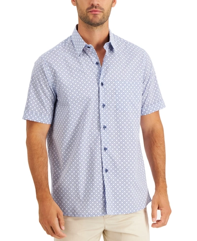 Shop Club Room Men's Regular-fit Medallion-print Shirt, Created For Macy's In Blue Combo